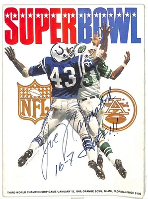 Joe Namath Autographed Super Bowl III Football Program Jets Colts JSA - Image 1 of 4