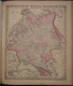 1860 Original Colton Mapa Coloreado a Mano de Rusia Europa - Imagen 1 de 1