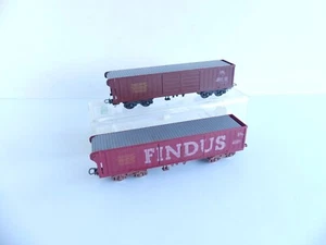 LIMA ITALIE 2 WAGONS A BOGIES TYPE TOMBEREAU COUVERT SNCF DONT 1 FINDUS - Picture 1 of 5