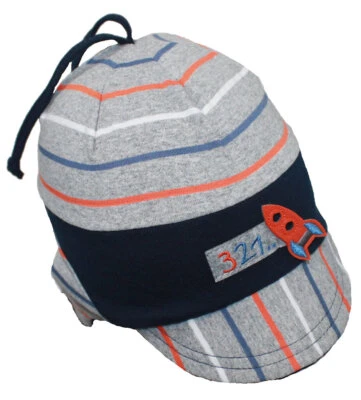 Fiebig Jungen Bindemütze Jersey Schildmütze Emblem marine grau Mütze