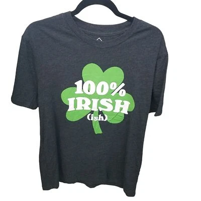 Camiseta bien usada para hombre talla XL gris lisa manga corta 100 % gráfica irlandesa Foto 1 de 4