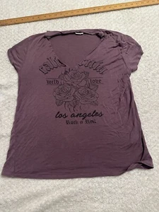 Local Lab Distressed T-Shirt Damen L Cut Neck California Roses Made In USA - Bild 1 von 8