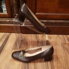 Salvatore Ferragamo Women Narrow Brown Leather Cap Toe Shoes Heels Sz 8AA