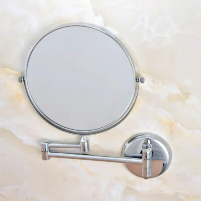 Polished Chrome Brass 8" Wall Mounted Swing Arm 2-Sided Magnifying Mirror fba633 - Image 1 of 4