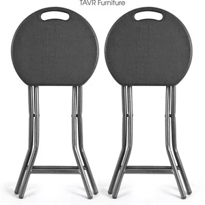Portable Folding Stools ,Plastic Foldable Stool 300lbs Capacity Set of 2 Black - Picture 1 of 10