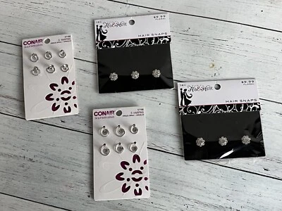 Lot Of 4 Conair Rhinestone Hairpins and His N Her Rhinestone Hair Snaps - Image 1 of 4