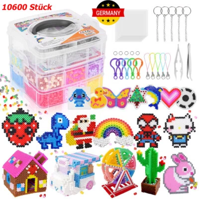 10600Stück Bügelperlen Set, Steckperlen mit Aufbewahrungsbox,Bügelperlen Platten - Bild 1 von 4