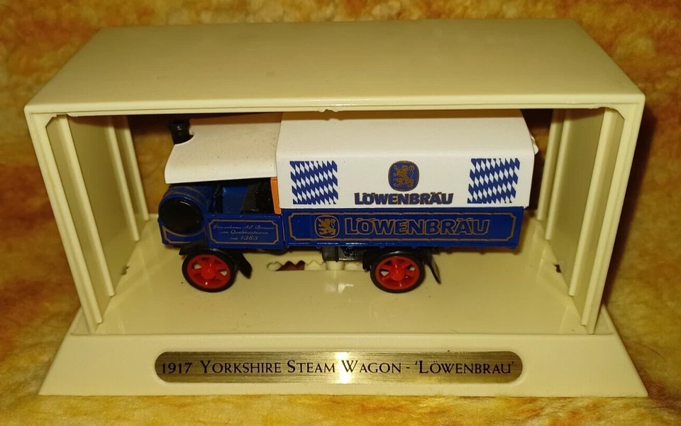 Matchbox Models of yesteryear 1917 Yorkshire Steam wagon LOWENBRAU with stand - Image 1 of 4