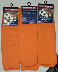 lot of 3 pair unisex kids youth medium 24" ORANGE SOCCER SOCKS 7101 All Sport - Picture 1 of 5