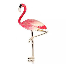 Flamingo Pink Vintage Gold Pin Brooch D-3595
