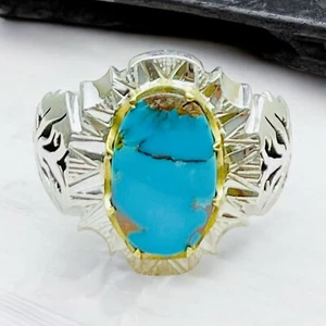 925 Silber echt persisch Neyshapuri Neyshaburi Firooze Türkis Ring - Bild 1 von 8