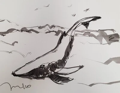 LAVADO TINTA NEGRA JOSE TRUJILLO sobre papel coleccionable 14x17 ballena minimalista 2 Foto 1 de 4