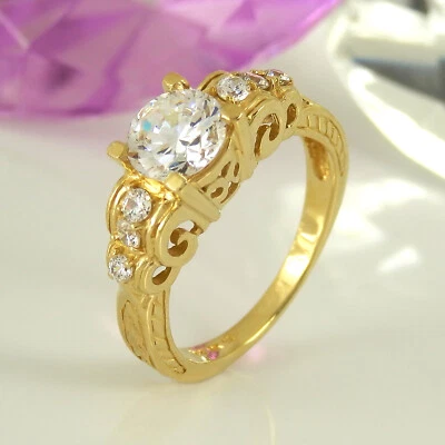 Ring Goldring wunderschön verziert 585 Gelbgold 14K kubische Zirkonia Gr. 56 - Bild 1 von 4