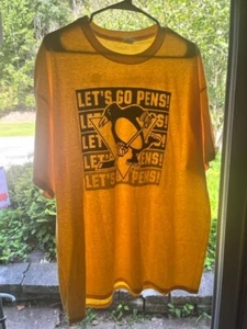 ¡¡PLUMAS VINTAGE DE LOS PINGÜINOS DE PITTSBURGH LET'S GO!! CAMISETA GILDAN TALLA XL!! - Imagen 1 de 6
