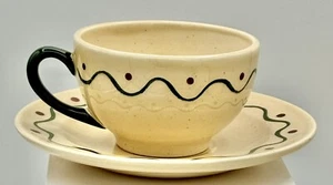 Vintage Metlox Cup/Saucer Set Provincial Green Rooster Poppytrail California - Picture 1 of 6