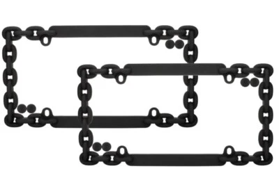 2 个通用黑色金属链条车牌标签框适用于汽车卡车 — 第 1/4 张图片