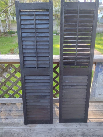 1 Pair 14"x 53" Vintage Antique SOLID Wood Wooden Window Shutter Louver Mortise Cover