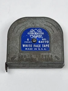 VTG GlobeMaster 6 Foot White Face Tape Measure Tool 64770 Made In USA 255 TC - Picture 1 of 9