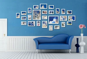 26Pcs Wood wooden effect Multi Picture Photo Frames Wall Hang Frames Collage Set - Bild 1 von 10