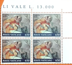 4096-VATICANO 1991 CAPPELLA SISTINA FULL BLOCK 4 STAMPS MNH - Bild 1 von 1