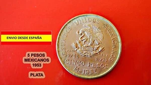 MESSICO MONETA 5 PESOS D'ARGENTO 1953 HIDALGO 27,78g ARGENTO LEGGE 720 DIAM: 40mm - Foto 1 di 2