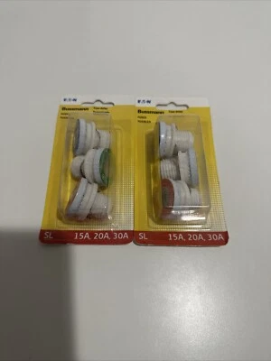 6 fusibles Eaton Bussmann SL 15A, 20A, 30A nuevo retardo de tiempo (2) 3 paquetes BP/SL-A Foto 1 de 4
