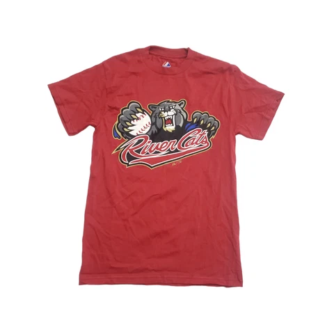 Sacramento River Cats MiLB Men's Majestic S/S T-Shirt Garnet Size S Cover