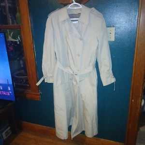 Vintage London Fog Double Breasted L Tan Belted Trench Coat Removable Lining 22" - Picture 1 of 15