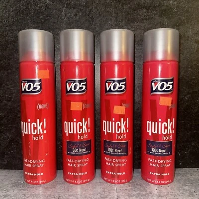 Lote de 4 Vo5 ¡rápido! Spray para el cabello de secado rápido Hold spray para el cabello Quick Hold Extra Hold Foto 1 de 3