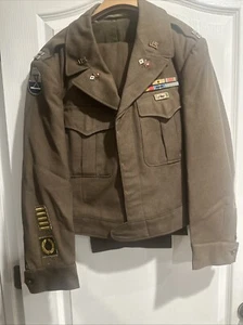 Vintage WWII wool Ike Jacket  40s Pant 34/31 Set with Pins & badges - Picture 1 of 18