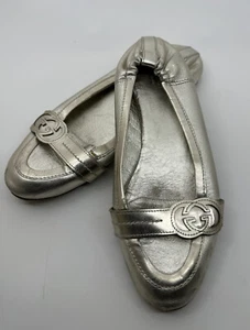 Gucci Women’s Gold Leather Loafers Italy Size 7.5 - Picture 1 of 8