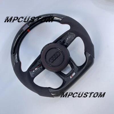 Fit For Audi B9 A3 A4 A5 S3 LED Carbon Fiber Steering Wheel with Speaker cover - Image 1 of 4