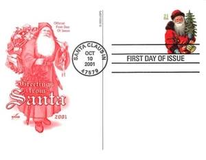 Santa Claus Red Suit 2001 Christmas Season First Day of Issue Postcard - Picture 1 of 2