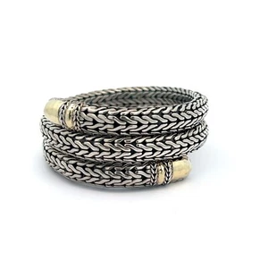 JOHN HARDY STERLING SILVER 22K YELLOW GOLD DOUBLE COIL WRAP AROUND BRACELET - Picture 1 of 7