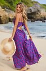 Cupshe Size L 16-18 Bnwt Floral Print Knotted V Neck Maxi Dress Cami Strap Beach