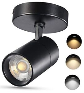  3-Color Dimmable Ceiling Spotlight Flush Mount Adjustable Spotlight 20W Black