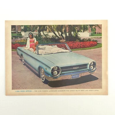 FORD Astro Convertible Print Ad 1964 Concept Car Promo Art Upcycled Decor VTG - Image 1 of 4