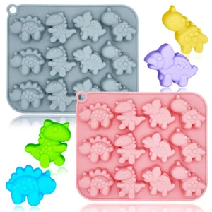 2 PCS Cute Dinosaur Silicone Molds, 12 Cavity 3D Dinosaur Themed Baking Mould - Picture 1 of 7