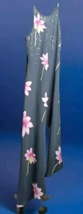Chelsea Nites Style Black  Angled 59" L X 46" S  Sleeveless pink flower Size 10 - Picture 1 of 3