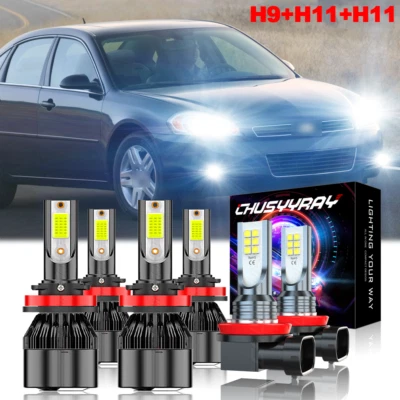 For Chevy Impala 2006-2013 Combo 6X 6000K LED Headlights Hi Lo + fog Light Bulbs - Image 1 of 4