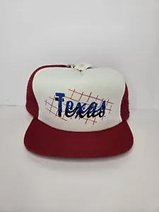 Vintage Texas Snapback Trucker Hat W/ Grid San Sun Mesh State Spell Out Script - Picture 1 of 21
