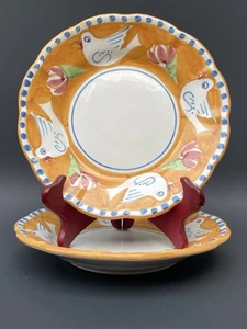 "2 platos de ensalada Solimene Vietri Campagna Italia paloma blanca naranja 8-1/4""" - Imagen 1 de 12