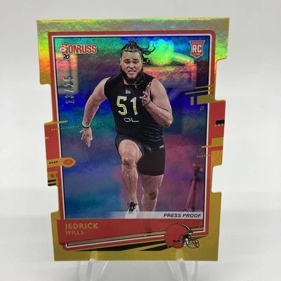 2020 Panini Donruss - Gold Press Proof Die Cut RC Jedrick Wills /25 Browns - Image 1 of 4