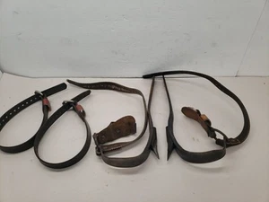 Vintage Lineman's Gaffs Tree Pole Climbing Spikes Leather Belts - Picture 1 of 11
