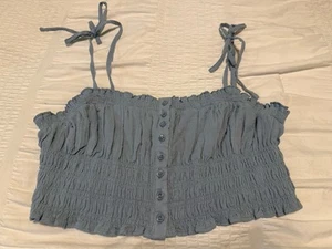 Aeropostale blau kurz geschnittenes Tanktop Damen Junior Größe Large gebraucht, in einwandfreiem Zustand Sommer - Bild 1 von 7