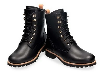 Panama Jack Stiefelette Fara Igloo Travelling B1 Schwarz Leder Boot Lammfell