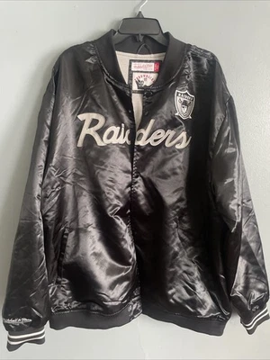 Chaqueta con botones de satén Mitchell Ness LV LA Oakland Raiders para hombre 3XL NFL Starter Foto 1 de 4