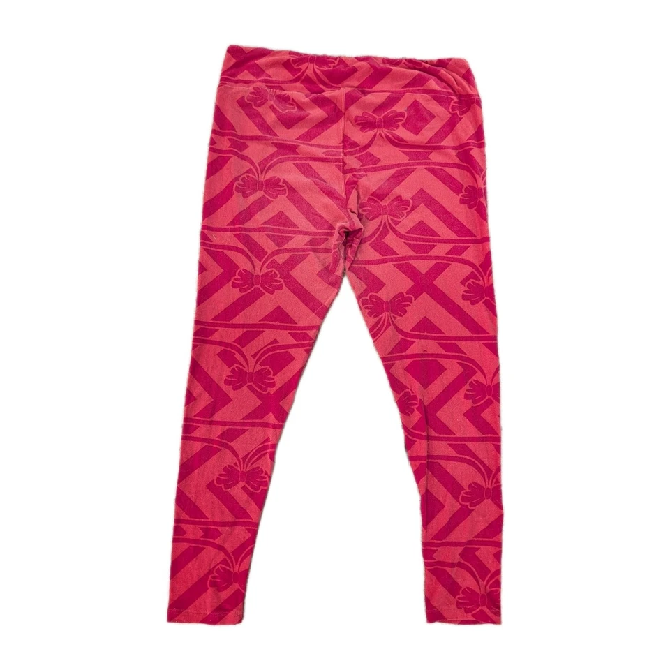 LuLaRoe Tall & Curvy TC Leggings Red Geometric Bow Pattern Soft Stretch Women’s - Image 1 of 4