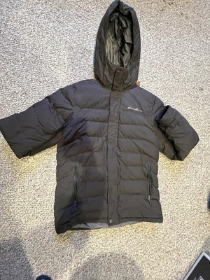 EDDIE BAUER BOUNDARY PASS GOOSE DOWN PARKA HOODED DARK GRAY PUFFER COAT MENS MED - Image 1 of 4
