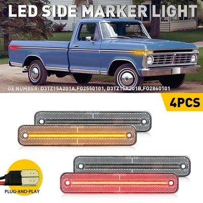 Juego de 4 luces de señalización laterales delanteras traseras lentes de lámpara transparentes para Ford Bronco 1978-1979 Foto 1 de 4